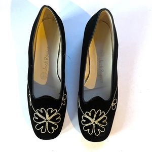 Vintage Jack Rogers Velvet Loafers with Gold Embroidered Details 8